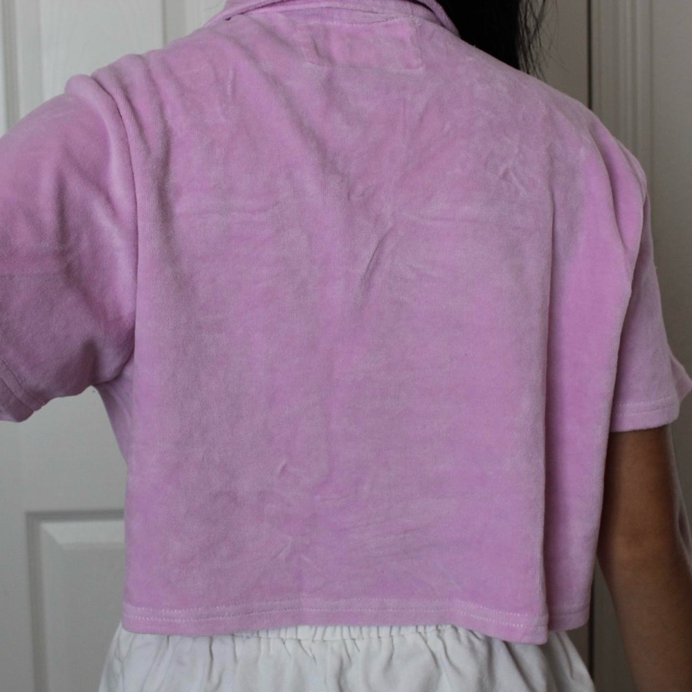 Pink Cropped Button Up - Picture 3 of 4